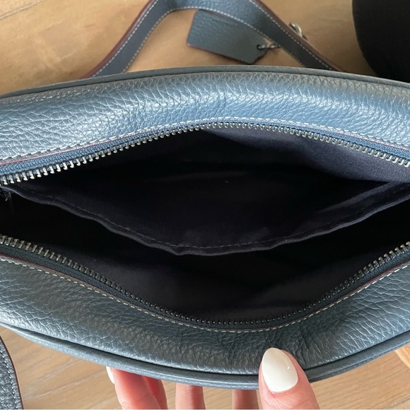 Coach X Peanuts Jaime Camera Bag with Snoopy Ski Motif, Blue Pebbled Leather - Picture 10 of 13